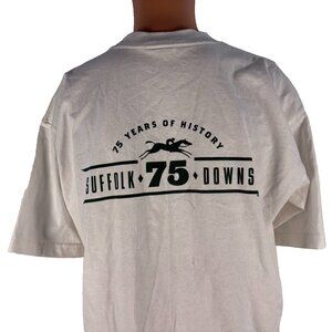 Suffolk Downs. T Shirt Mens Size L White 75th Anniv Horse Track Massachusetts